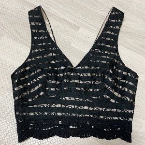 Lush - Small Black Lace Crop Top